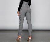 Pantalon skinny à imprimé pied-de-poule